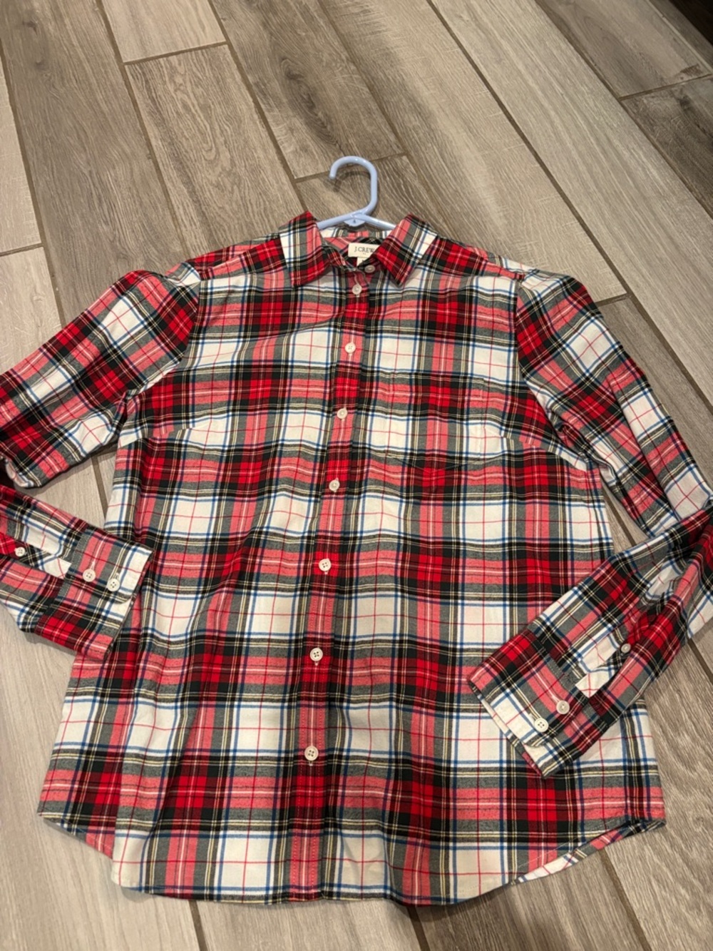 J. Crew Red and White Plaid Button-Down Shirt